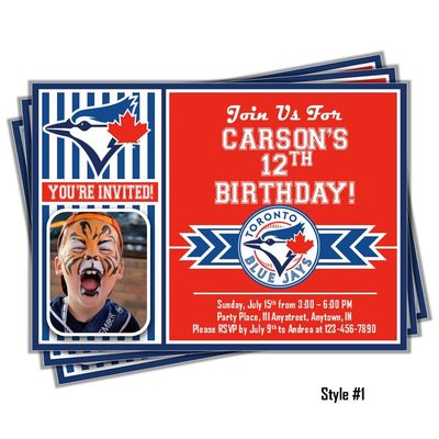 Toronto Blue Jays Photo MLB Baseball Birthday Invitation 5&quot;x7&quot;