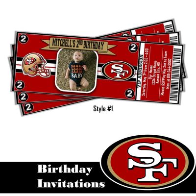 SF 49ers San Francisco NFL Football Birthday Invitation Ticket Style Customized Digital Download