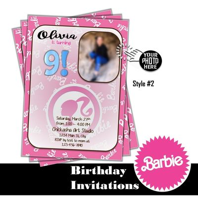 Barbie Birthday Party Invitation 5x7 Customized Digital Download