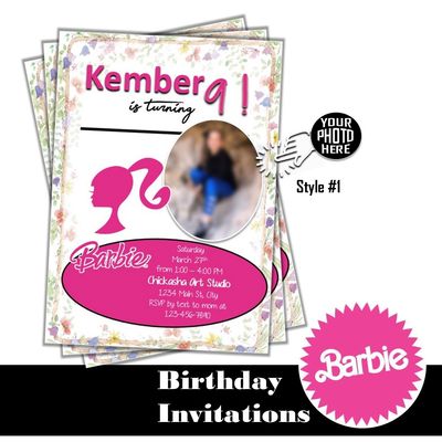 Barbie Birthday Party Invitation 5x7 Customized Digital Download