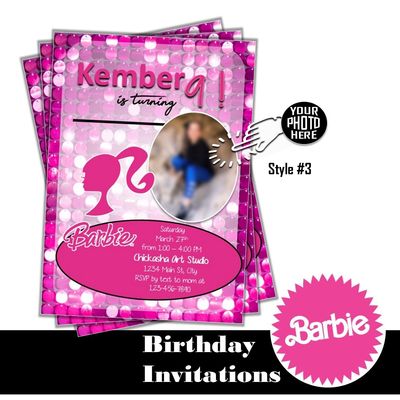 Barbie Birthday Party Invitation 5x7 Customized Digital Download