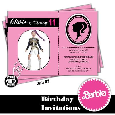 Barbie Birthday Party Invitation 5x7 Customized Digital Download