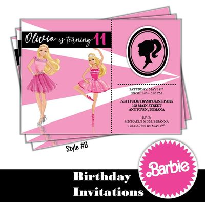 Barbie Birthday Party Invitation 5x7 Customized Digital Download
