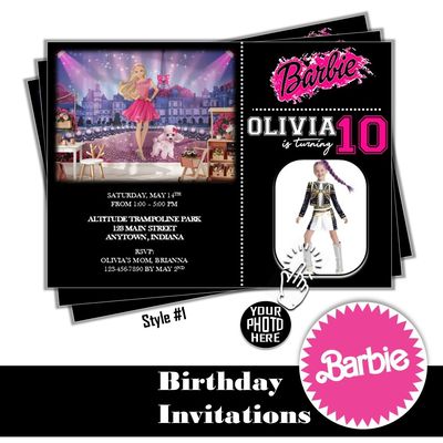 Barbie Birthday Party Invitation 5x7 Customized Digital Download