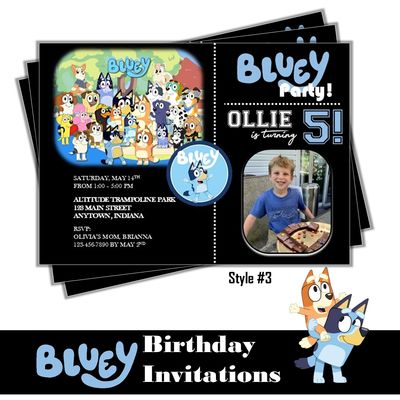 Bluey Birthday Party Invitation 5x7 Customized Digital Download