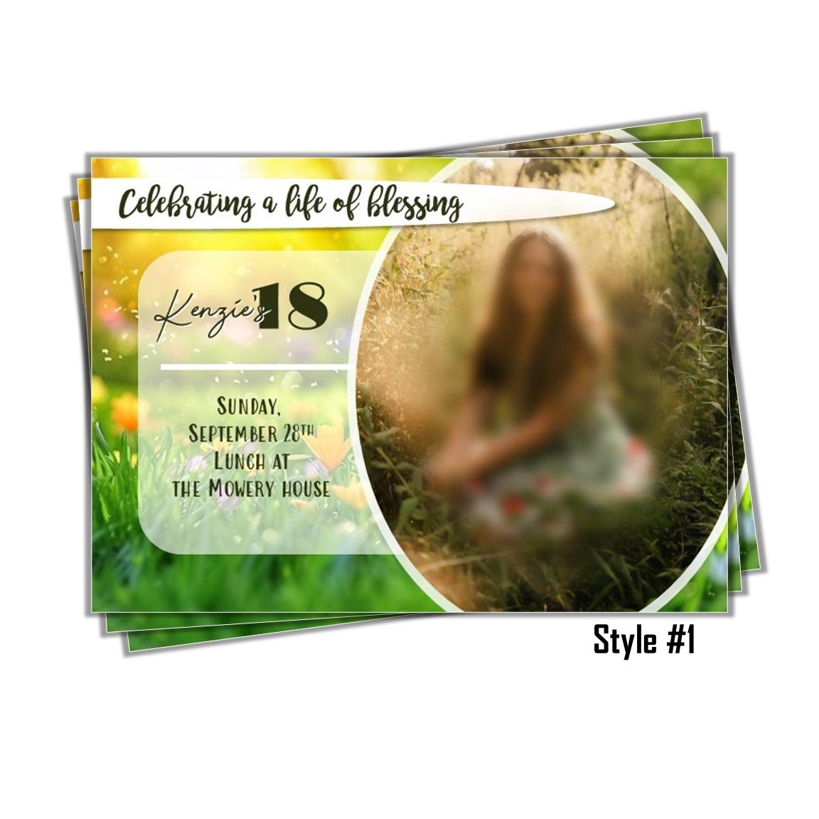 Birthday Invitation, flowers, nature, whimsical, earth tones 5x7 with photo, digital download