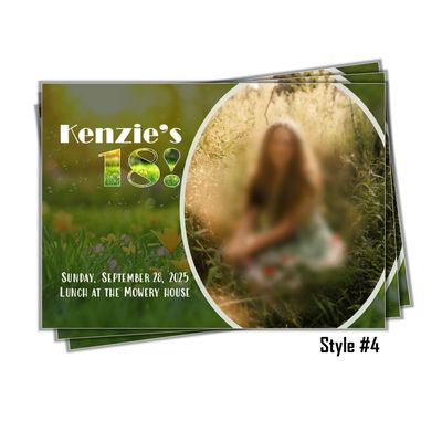 Birthday Invitation, flowers, nature, whimsical, earth tones 5x7 with photo, digital download