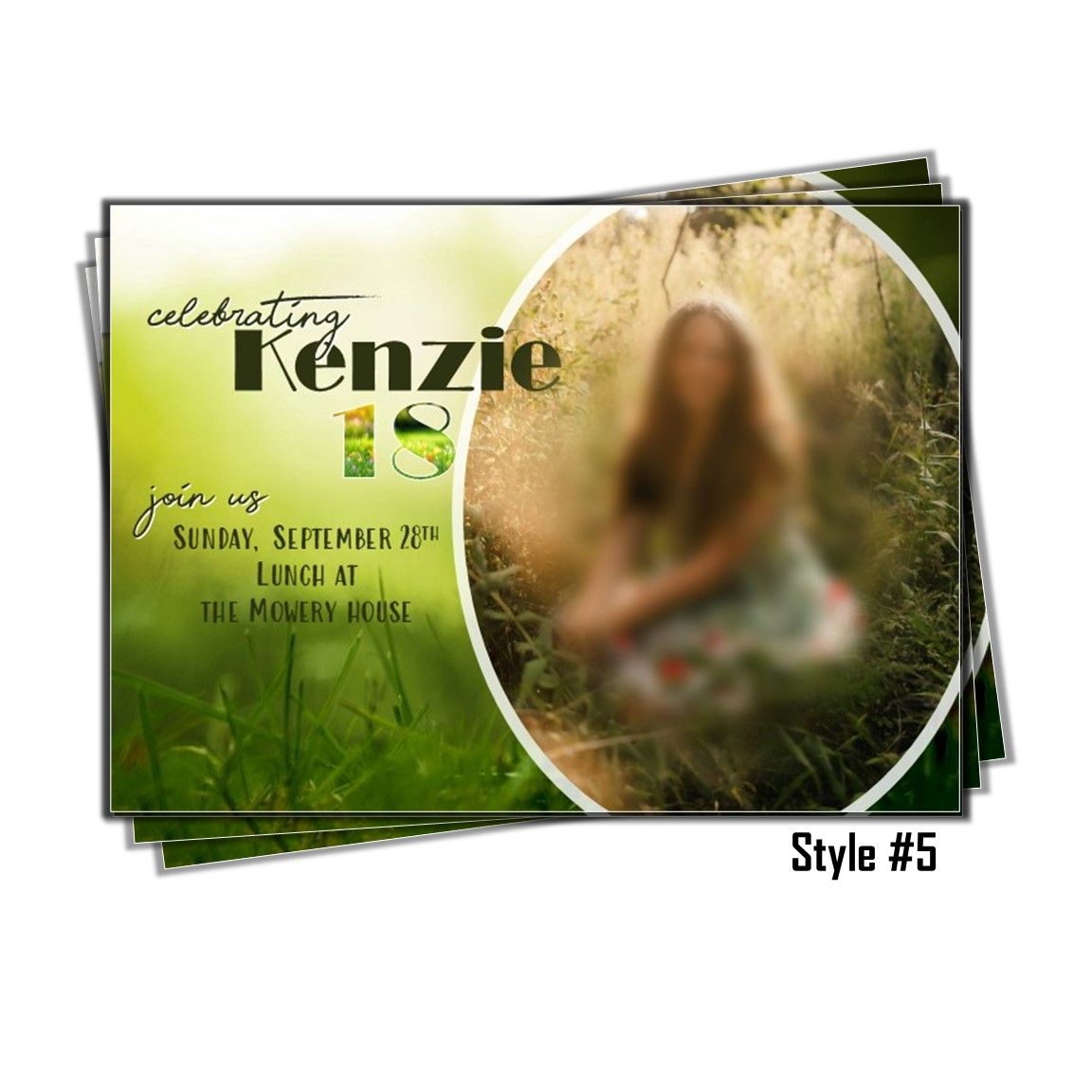 Birthday Invitation, flowers, nature, whimsical, earth tones 5x7 with photo, digital download