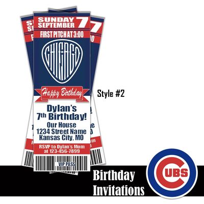 Chicago Cubs City Connect WrigleyVille Classic MLB Baseball Birthday Invitation Ticket Style Digital Download