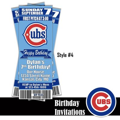 Chicago Cubs City Connect WrigleyVille Classic MLB Baseball Birthday Invitation Ticket Style Digital Download
