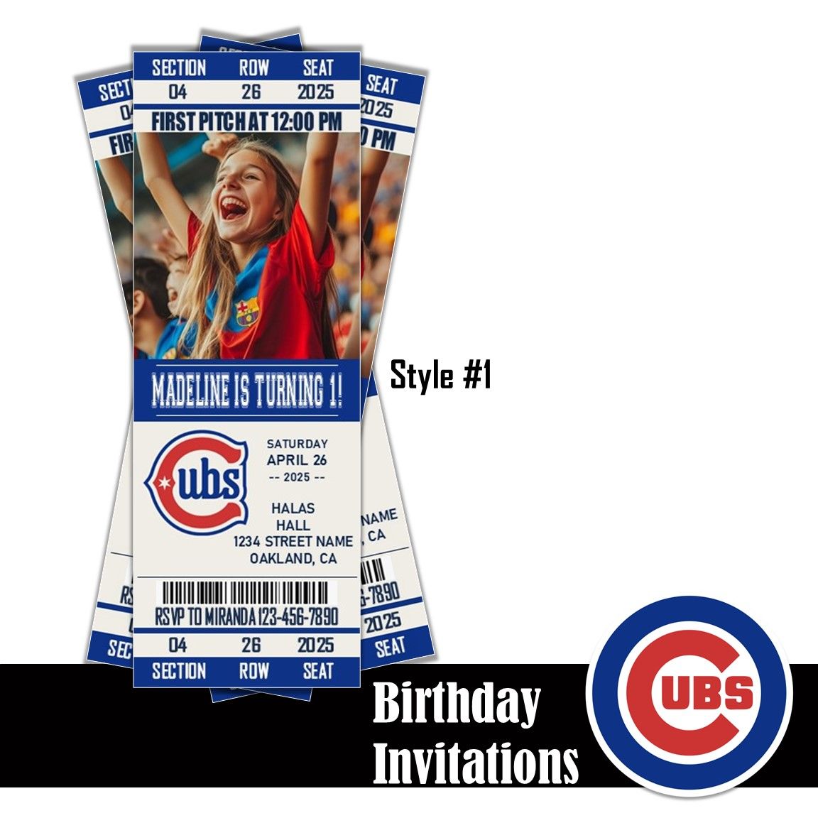 Chicago Cubs City Connect Alternate Birthday Invitation Ticket Style MLB 2025 Digital Download