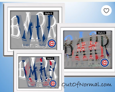 Chicago Cubs Custom Name Art Gift -- Photo print