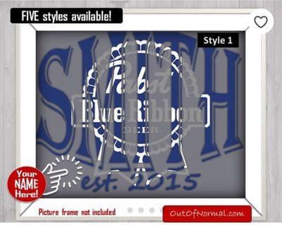 PBR Pabst Blue Ribbon Beer Custom Name Art Gift -- Photo print