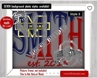 RIVALRY College Ohio State vs. Michigan Custom Name Art Gift -- House Divided