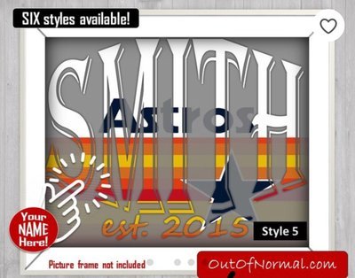 Houston Astros MLB Baseball Custom Name Art Gift -- Photo print