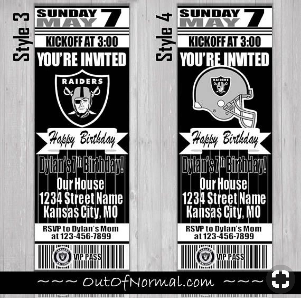 Oakland Raiders Nfl Football Ticket Style Invitation