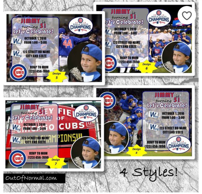 Chicago Cubs Photo MLB Baseball Birthday Invitation 5&quot;x7&quot;