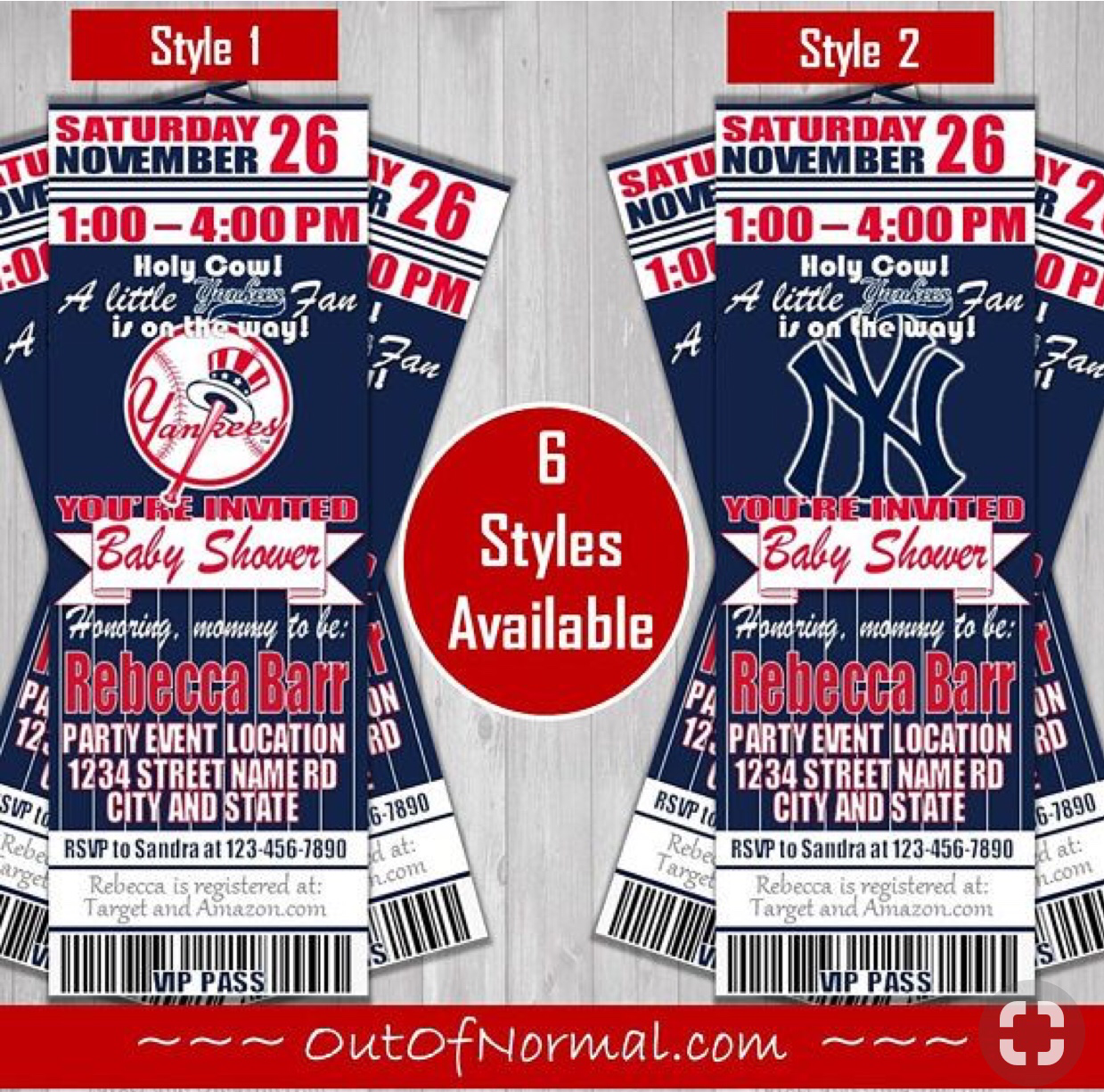 baseball ticket baby shower invitations