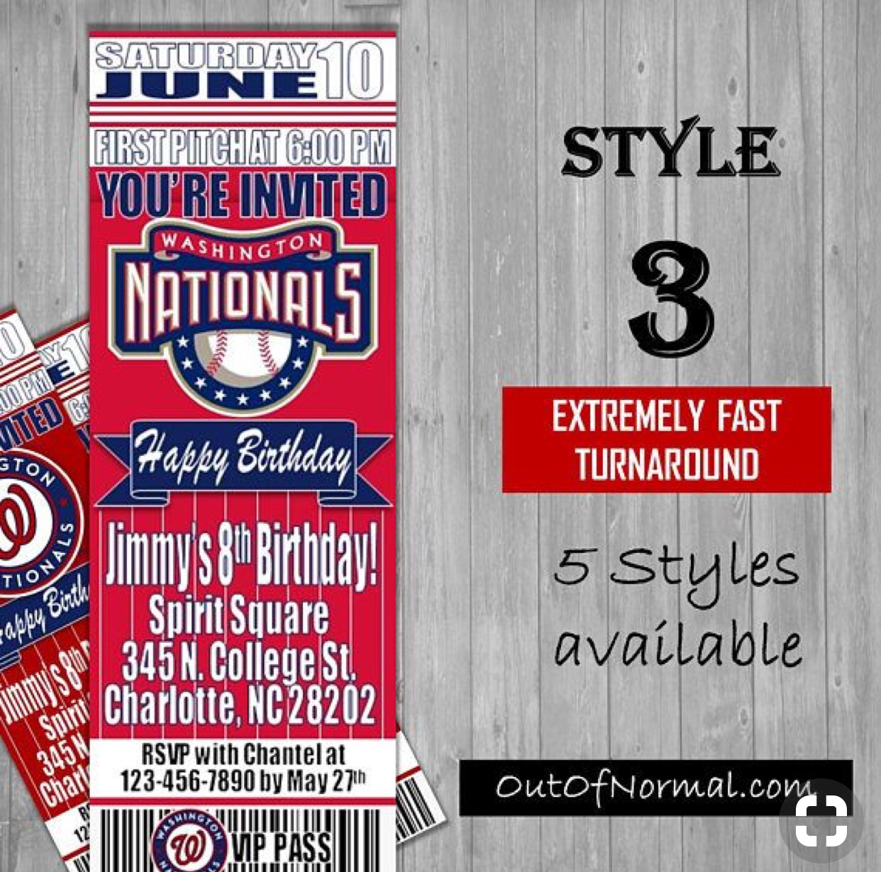 Washington Commanders Ticket Style Sports Party Invitations