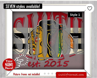 Chicago Blackhawks Indian Head Hockey Custom Name Art Gift -- Photo print