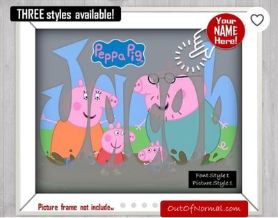 Peppa Pig Custom Name Art Gift -- Photo print
