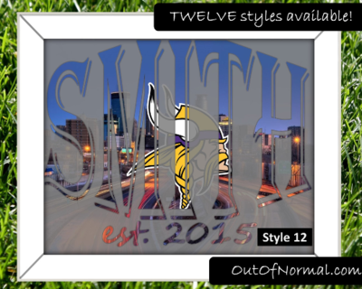 Minnesota Vikings NFL Football Custom Name Art Gift -- Photo print