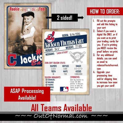 Cleveland Indians Vintage Trading Cards Invitations inserts