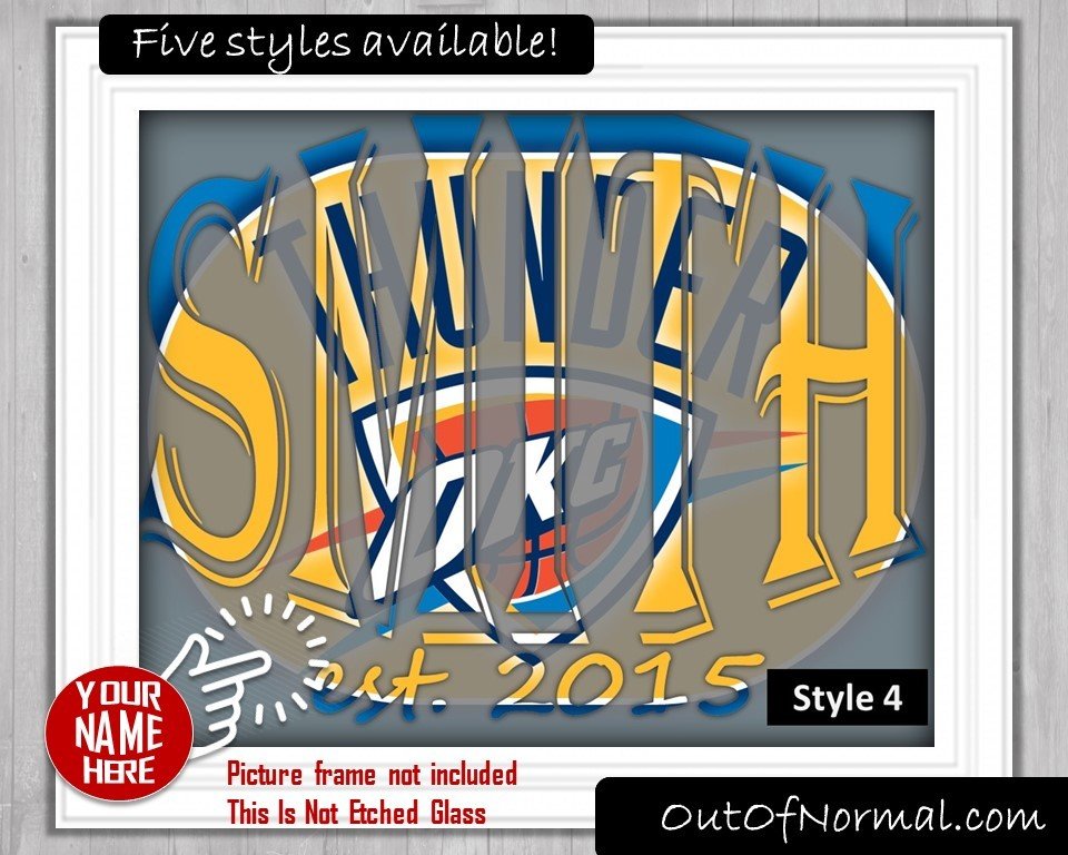 Oklahoma City Thunder OKC Custom Name Art Gift -- Photo print XMAS