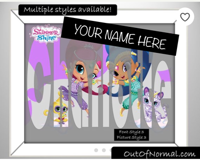 Shimmer and Shine Custom Name Art Gift Personalized for you