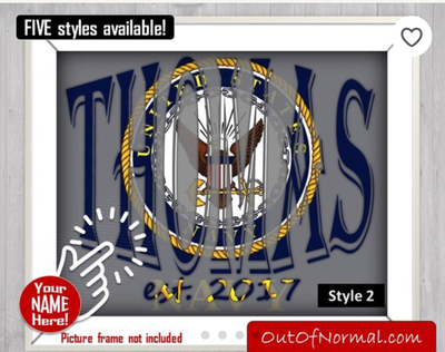 United States Navy USN Custom Name Art Gift -- Photo print