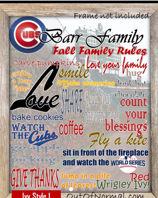 Chicago Cubs Ivy Family Rules Name Photo MLB Baseball
