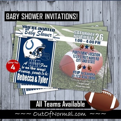 Indianapolis Colts Indy 4"x6" NFL Football Baby Shower Invitation