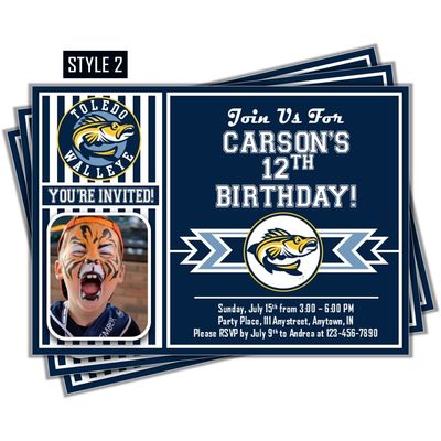 Toledo Walleye Hockey Birthday Invitation 5x7 with Photo Digital Download