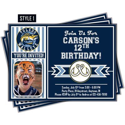 Toledo Walleye Hockey Birthday Invitation 5x7 with Photo Digital Download