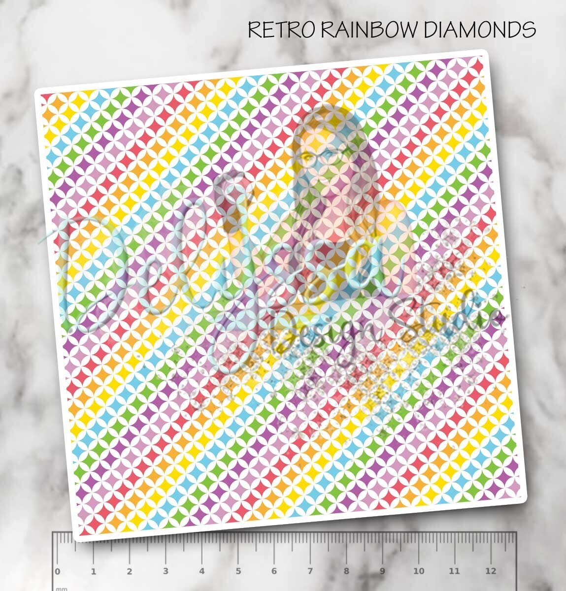 RETRO RAINBOW DIAMONDS 12"x12"