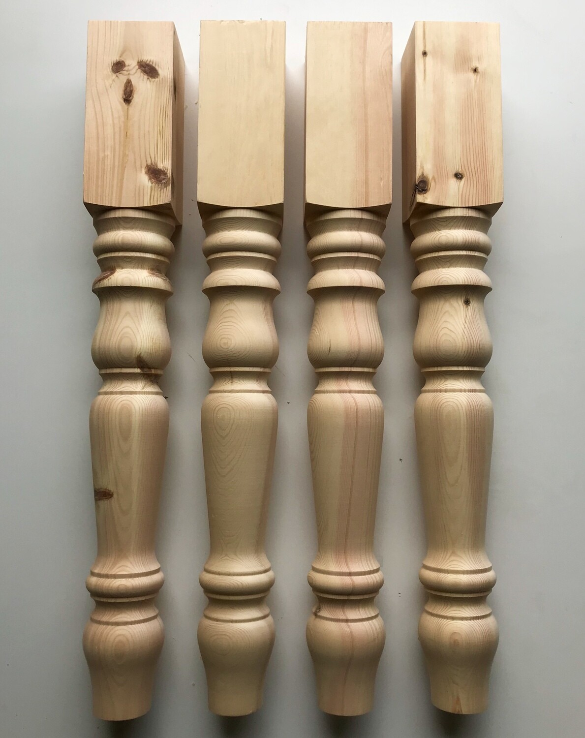 Pine 4” Farmhouse table legs style three . Set of four.
