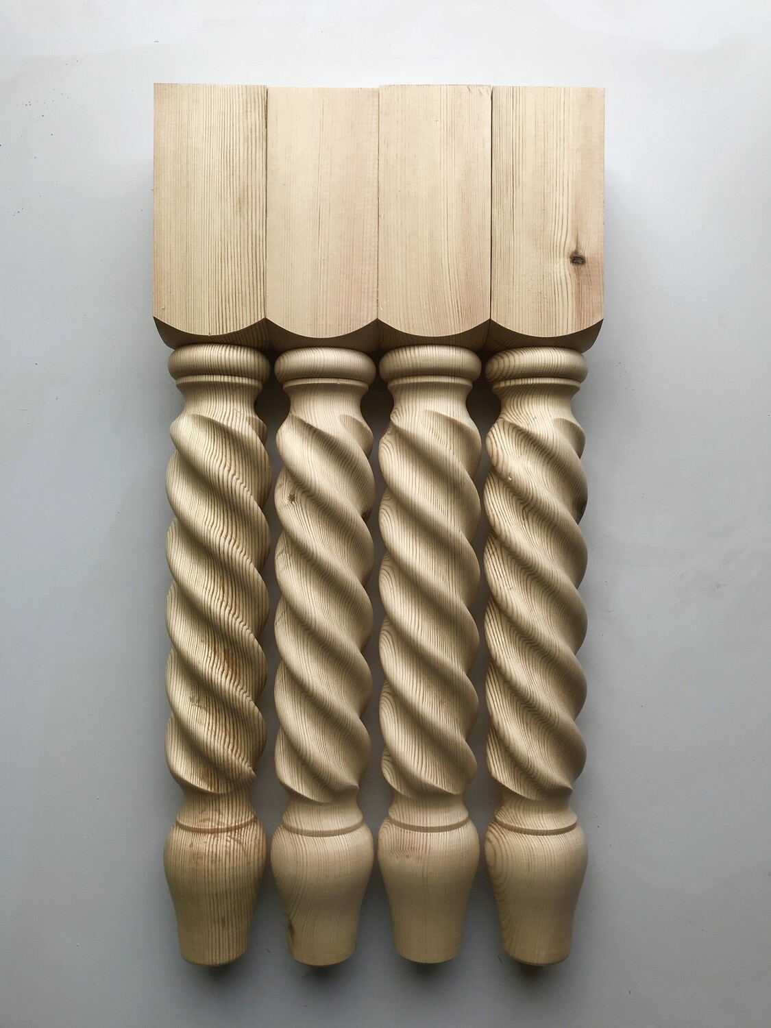 Pine 4” Barley Twist Farmhouse table legs . Set of four.