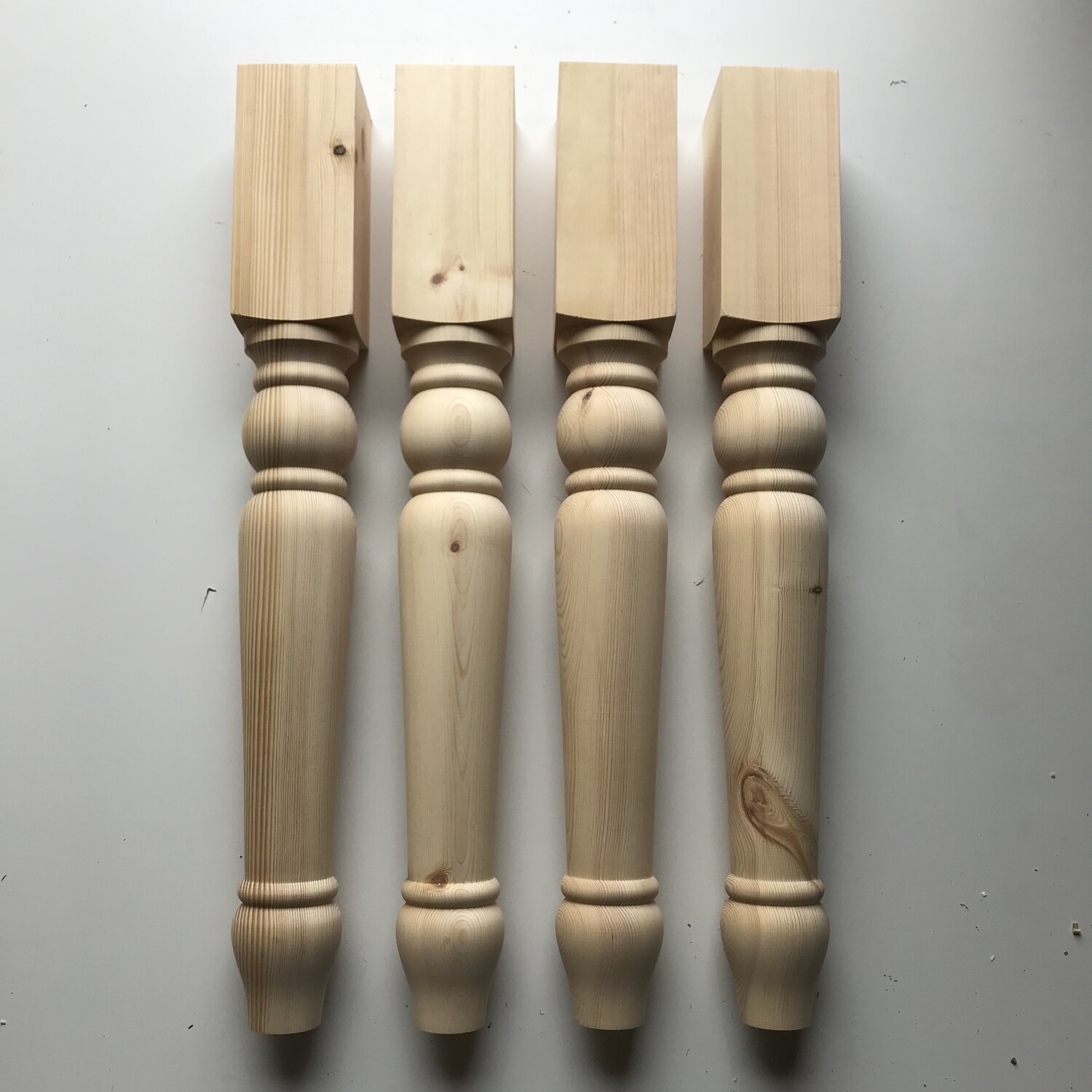Pine 4” Farmhouse table legs style five . Set of four.