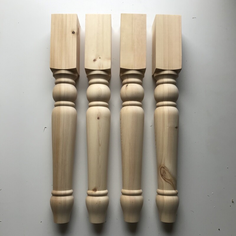 Pine 4” Farmhouse table legs style five . Set of four.
