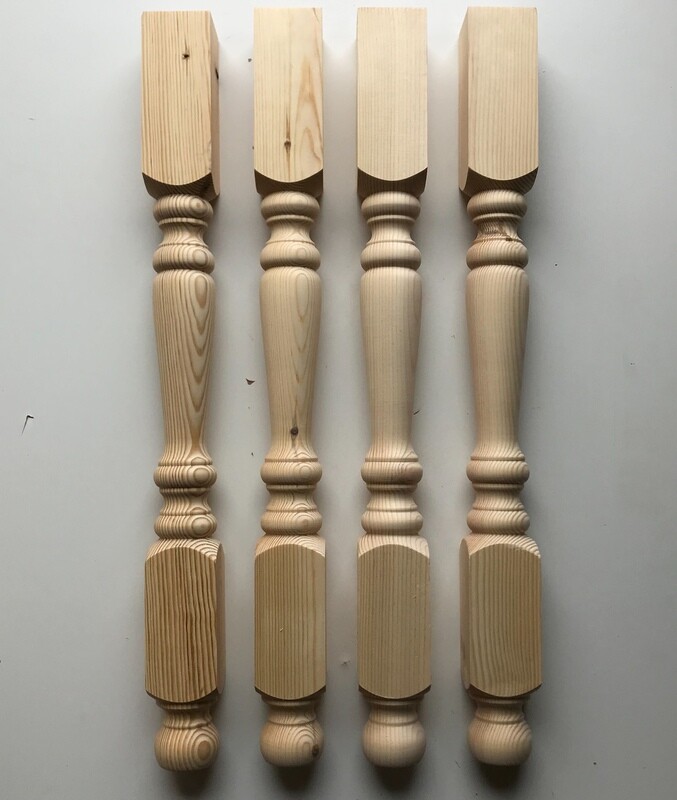 Pine 3&quot; Refectory table legs. Set of four.