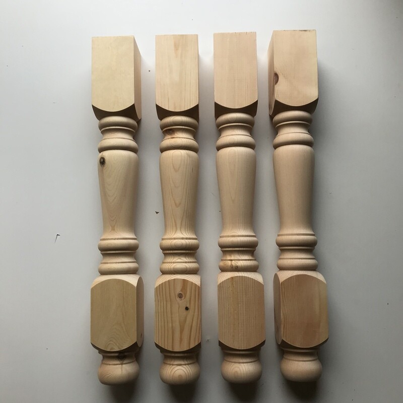 Pine 4&quot; Refectory table legs . Set of four.