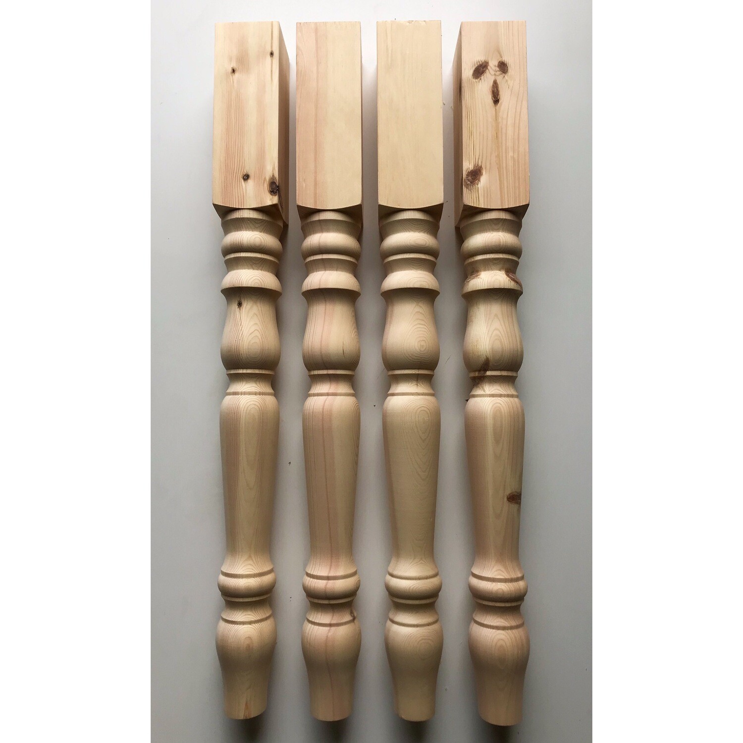 Pine 3” Farmhouse table legs style three . Set of four.