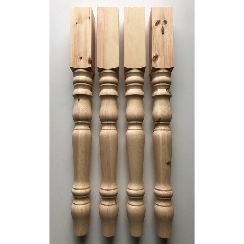 Pine 3” Farmhouse table legs style three . Set of four.