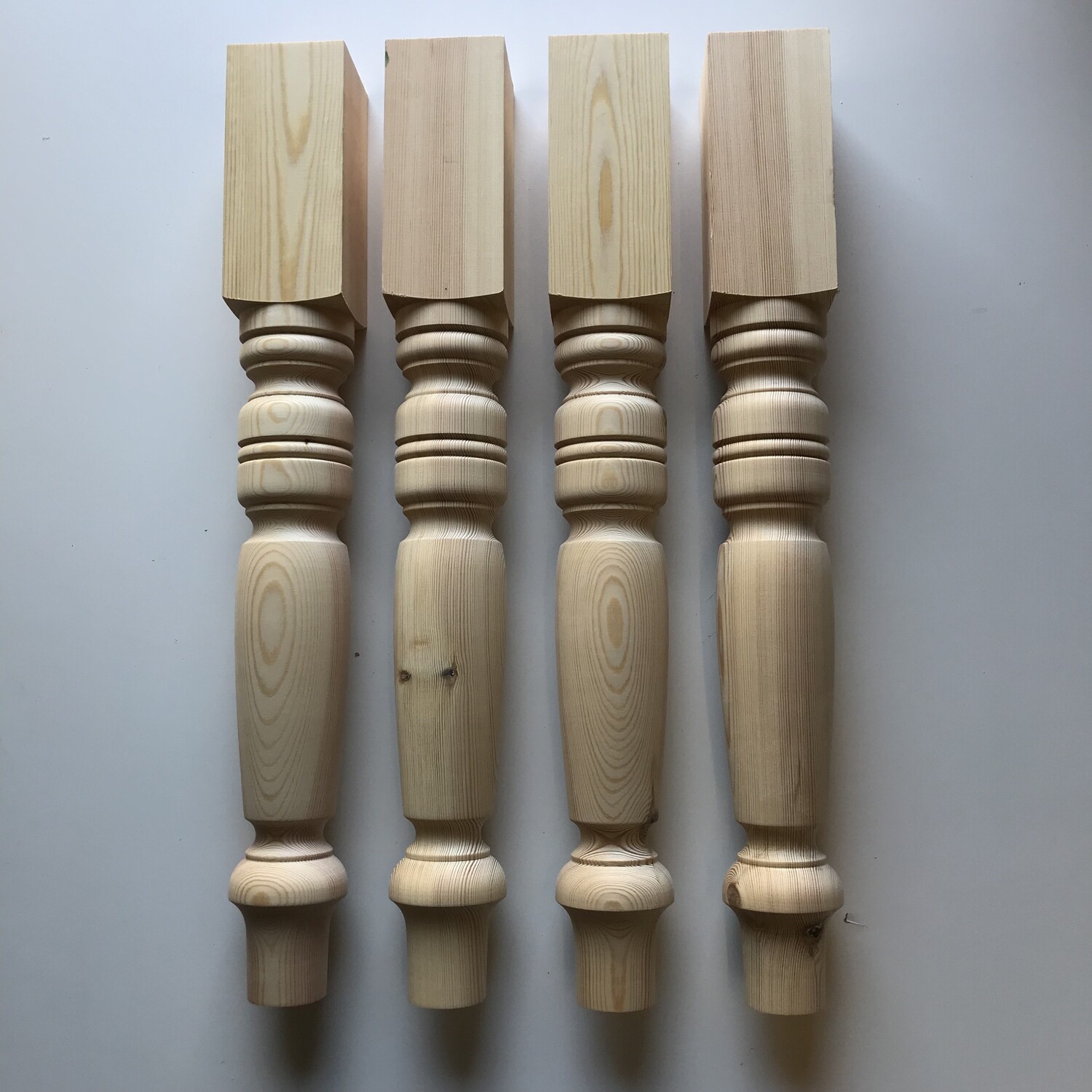 Pine 4” Farmhouse table legs style six . Set of four.