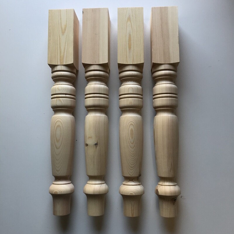 Pine 4” Farmhouse table legs style six . Set of four.