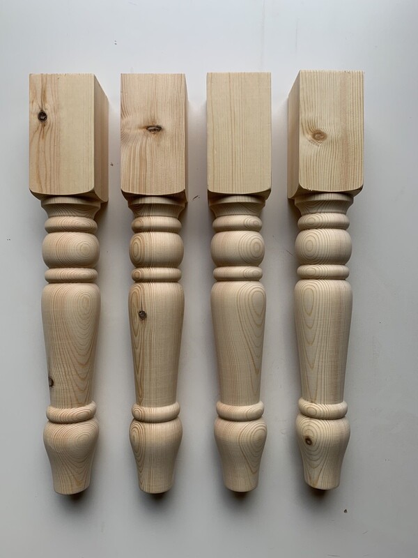 Pine 3” Bench or Coffee Table leg style Five . Set of four.