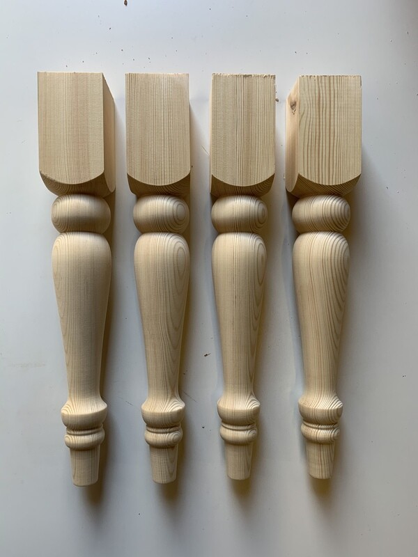Pine 3” Curvy Bench or Coffee Table leg . Set of four.