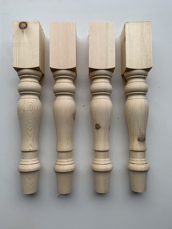 Pine 3” Bench or Coffee Table leg style Seven . Set of four.