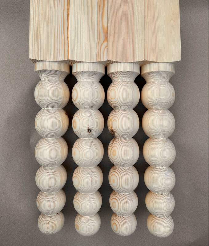 Pine 3” Bobbin Bench or Coffee Table leg . Set of four.