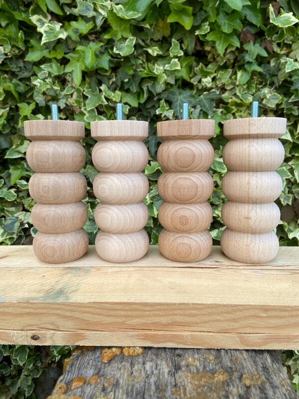 Bobbin Straight Short leg in beech 65mm wide, 160mm high . Set of four.